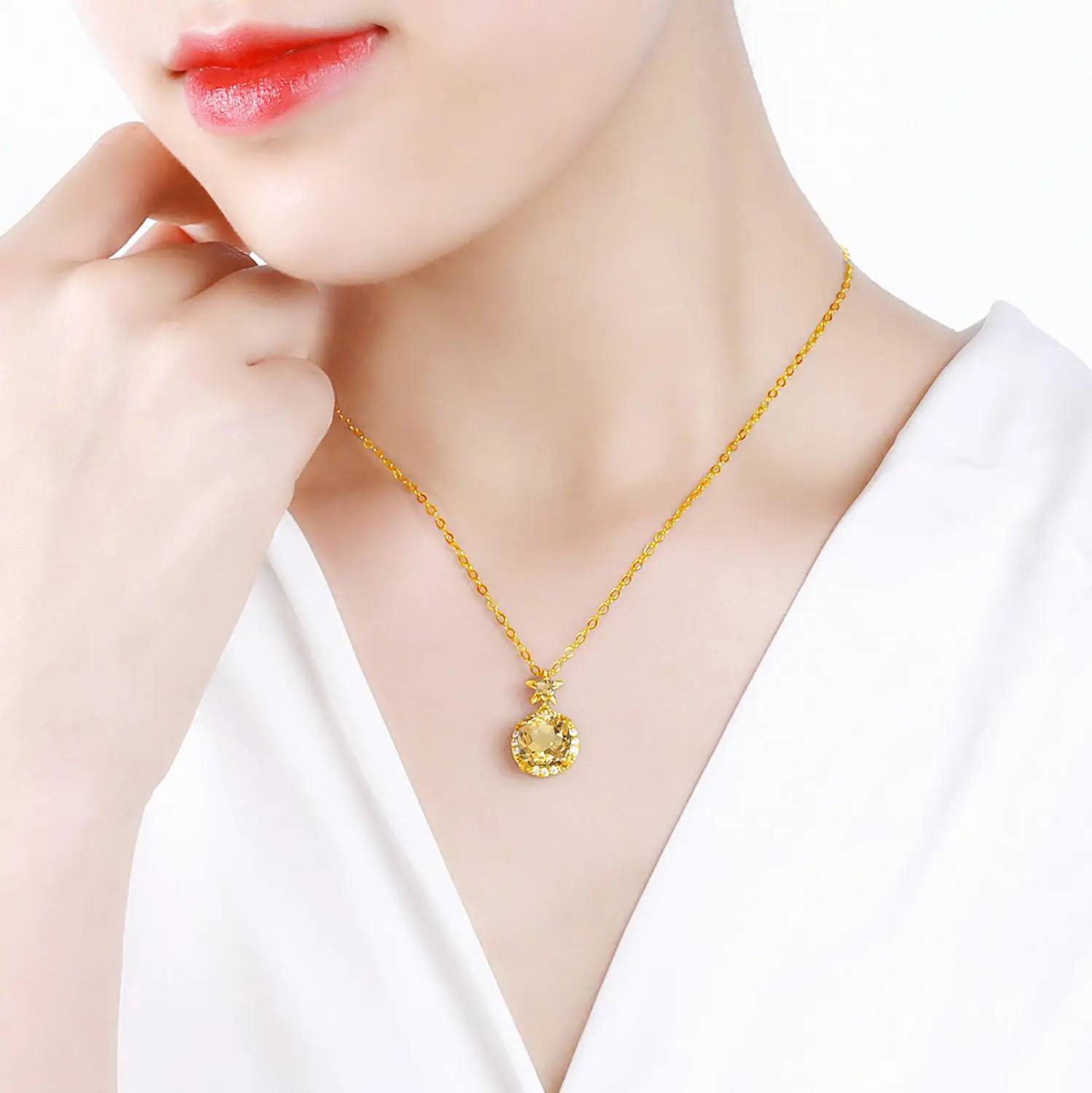 bijou en argent citrine étoile