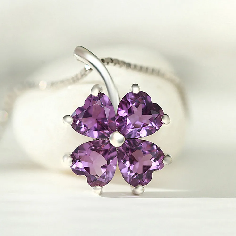 pendentif améthyste trèfle