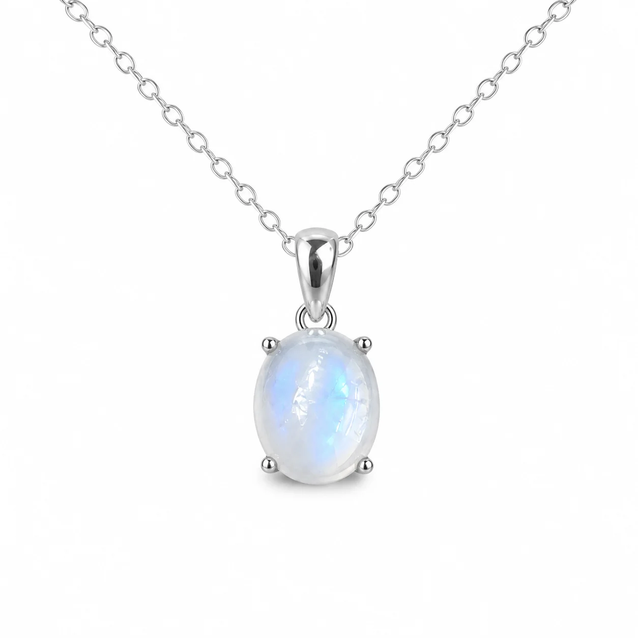 pendentif pierre de lune bleue en argent sterling
