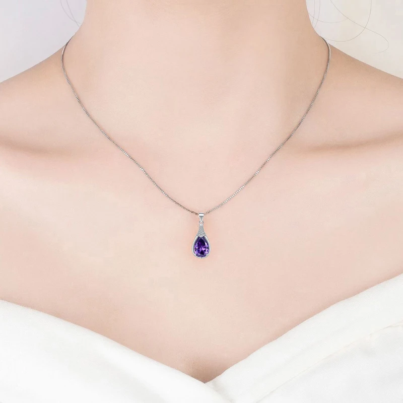 pendentif améthyste en forme de goutte