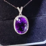 pendentif pierre améthyste élégant