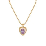 Gros Pendentif Améthyste en forme de cœur