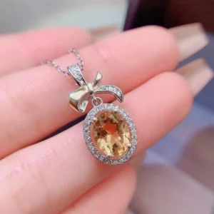 pendentif Citrine Ovale en argent sterling