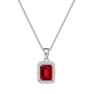 pendentif rubis rectangulaire en argent sterling