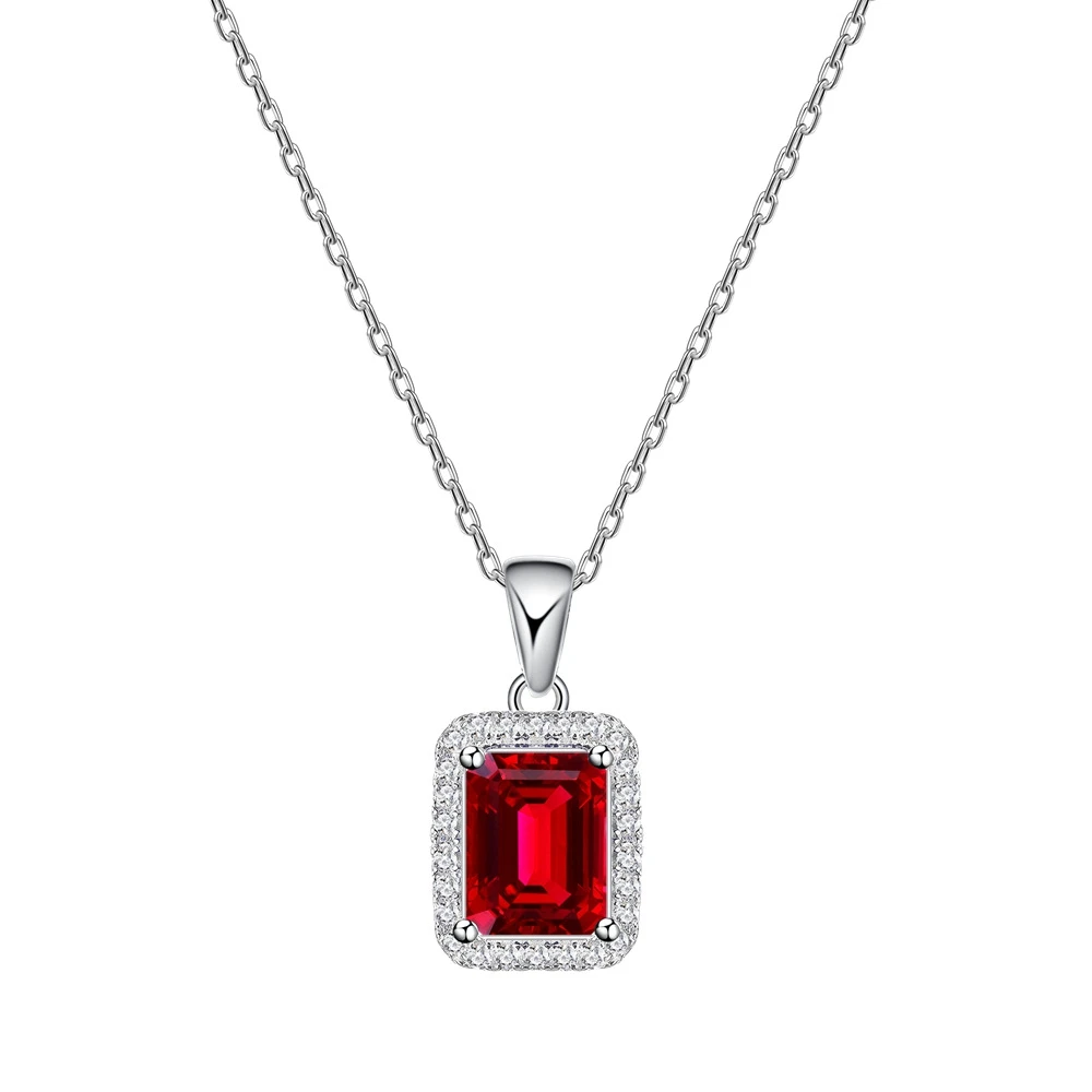 pendentif rubis rectangulaire en argent sterling