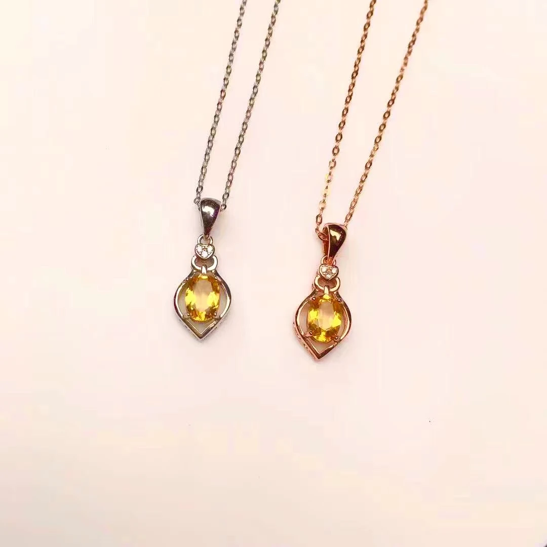 pendentif citrine avec finition or rose