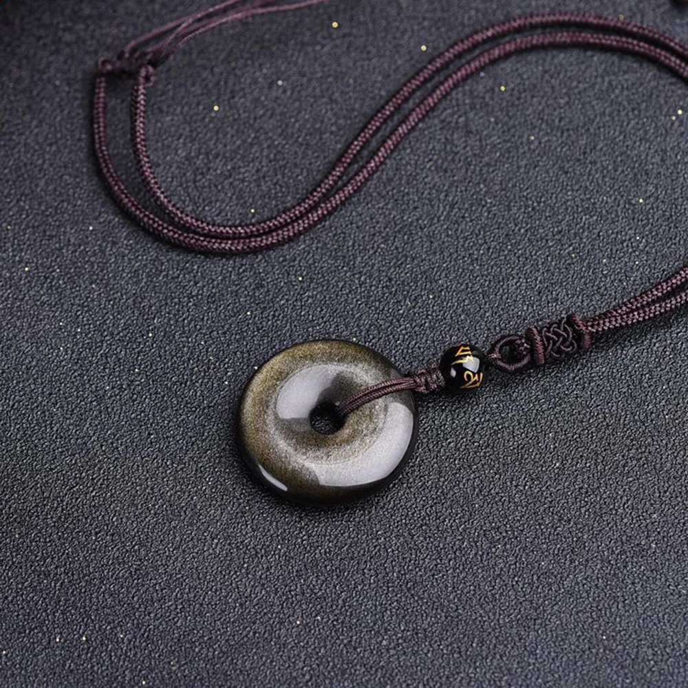 pendentif en obsidienne dorée naturel