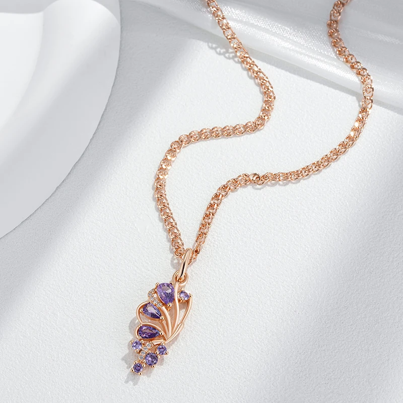 pendentif or rose avec améthyste raffinée