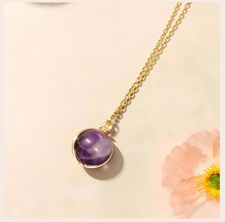Collier avec pendentif améthyste foncée