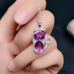pendentif améthyste chat argent sterling
