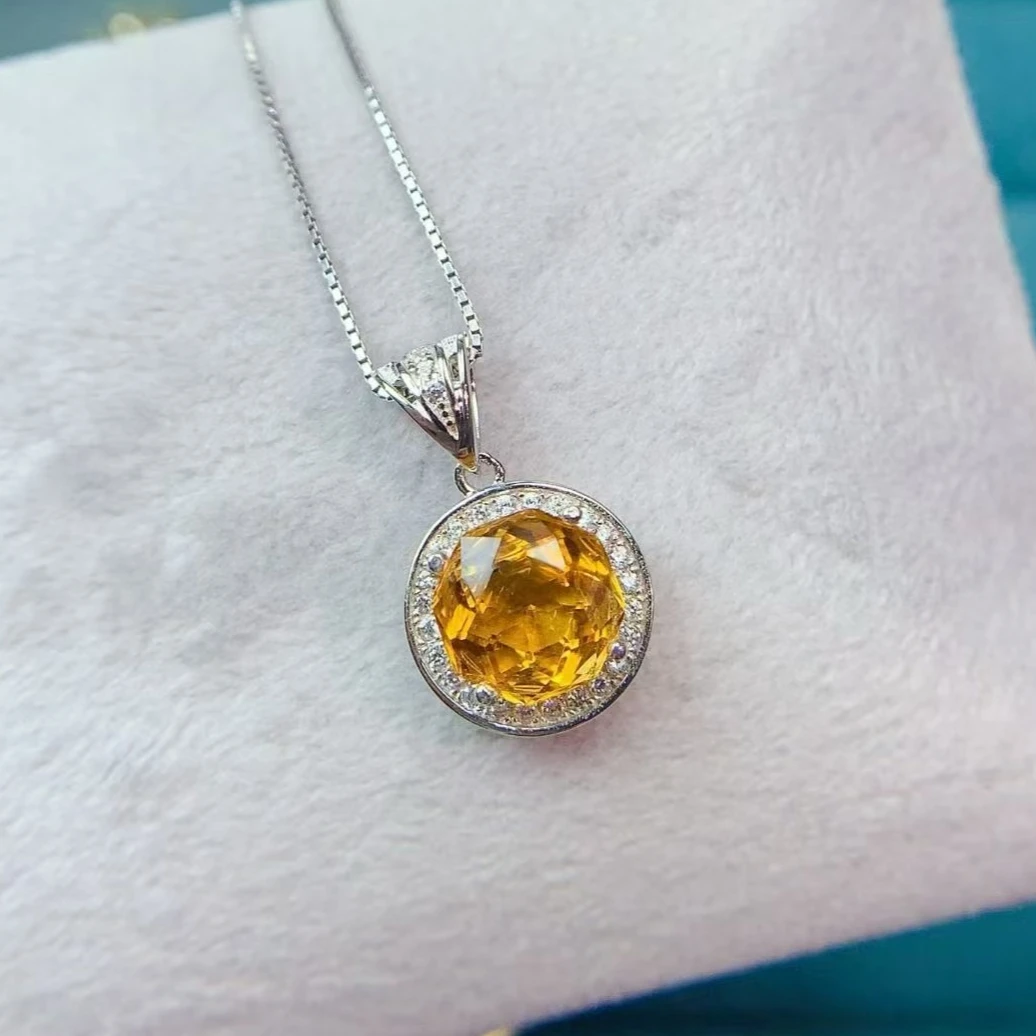 pendentif citrine jaune en argent sterling