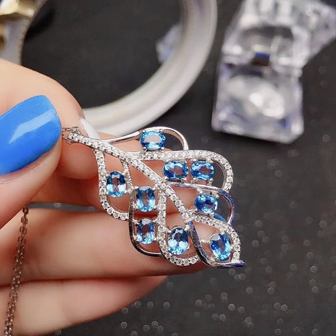 pendentif naturel en argent et topaze