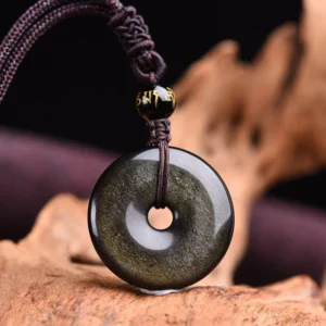 pendentif obsidienne doree