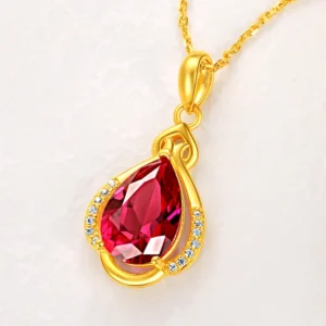 pendentif rubis goutte or