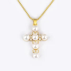 pendentif perle croix