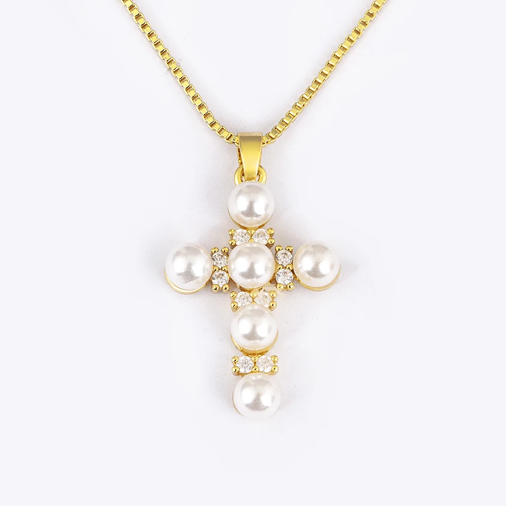 pendentif perle croix
