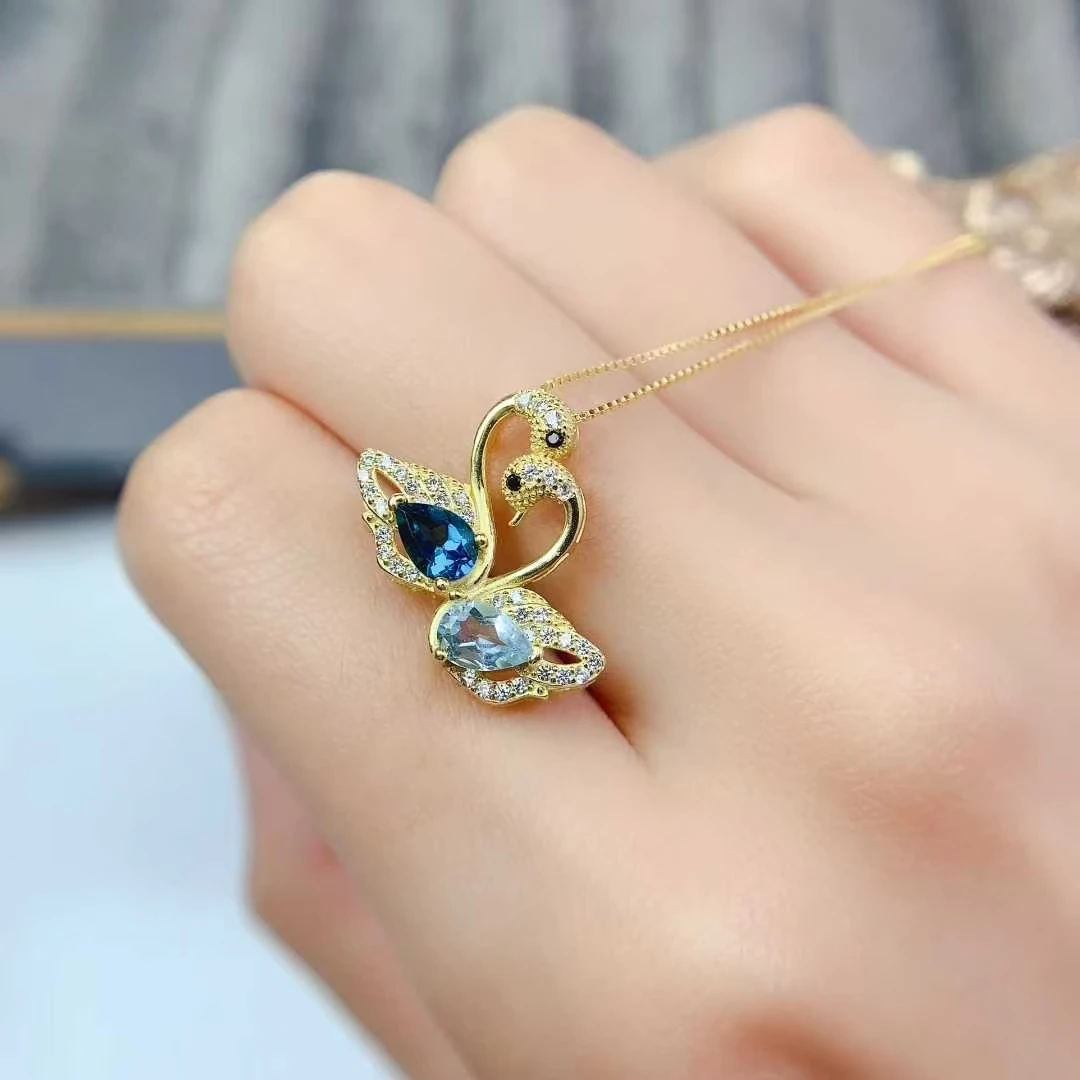 bijou en argent sterling topaze cygne