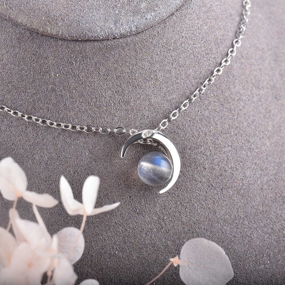 pendentif labradorite lune