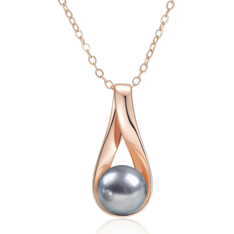 pendentif perle grise or rose