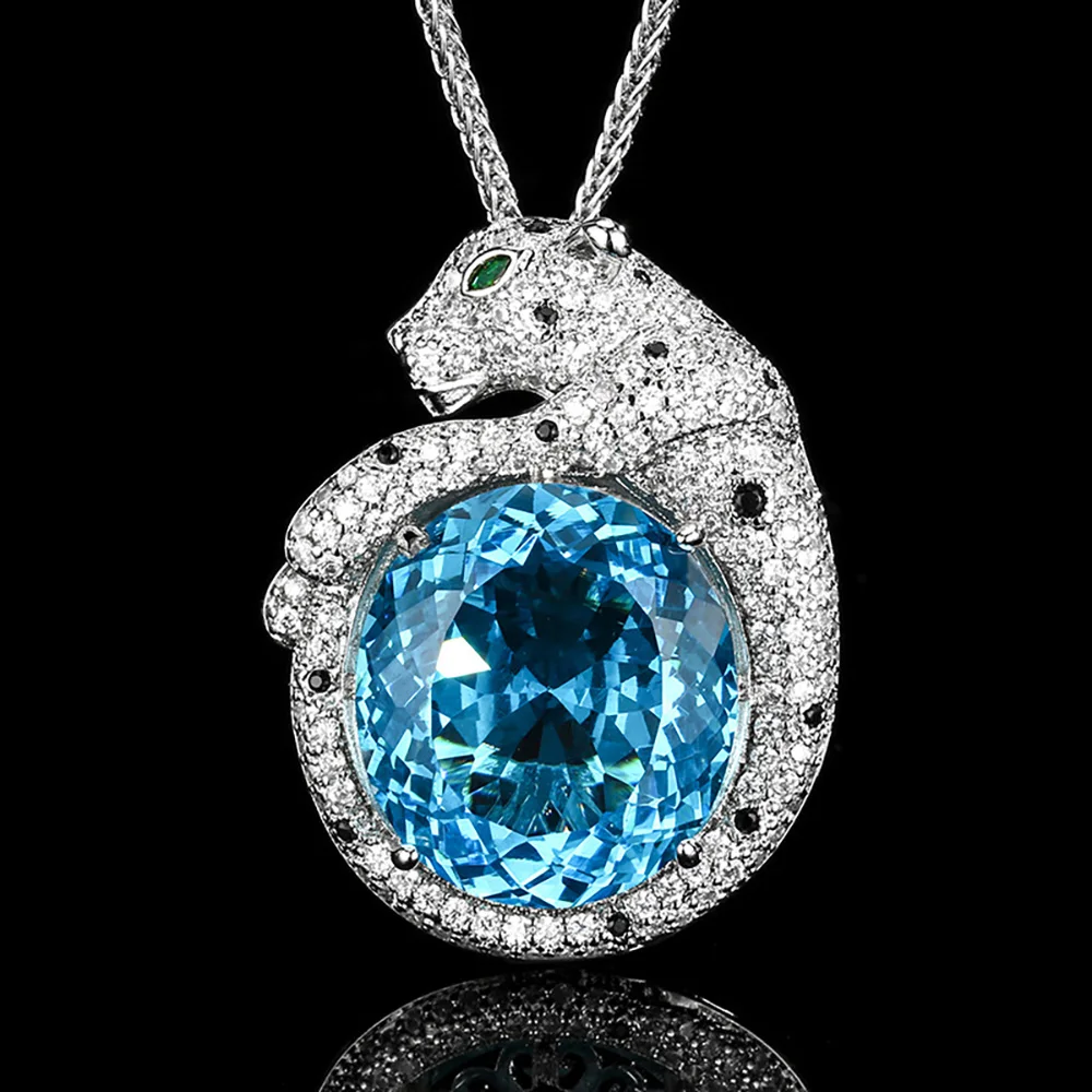 pendentif aigue-marine léopard