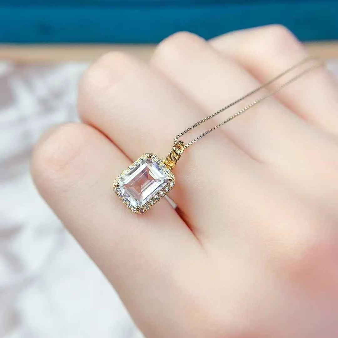 bijou en argent sterling avec topaze blanche