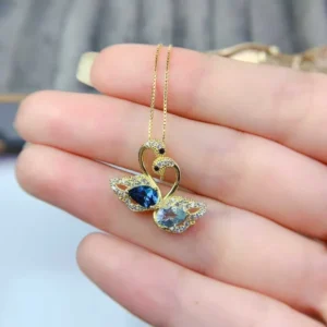 pendentif topaze cygne en argent doré