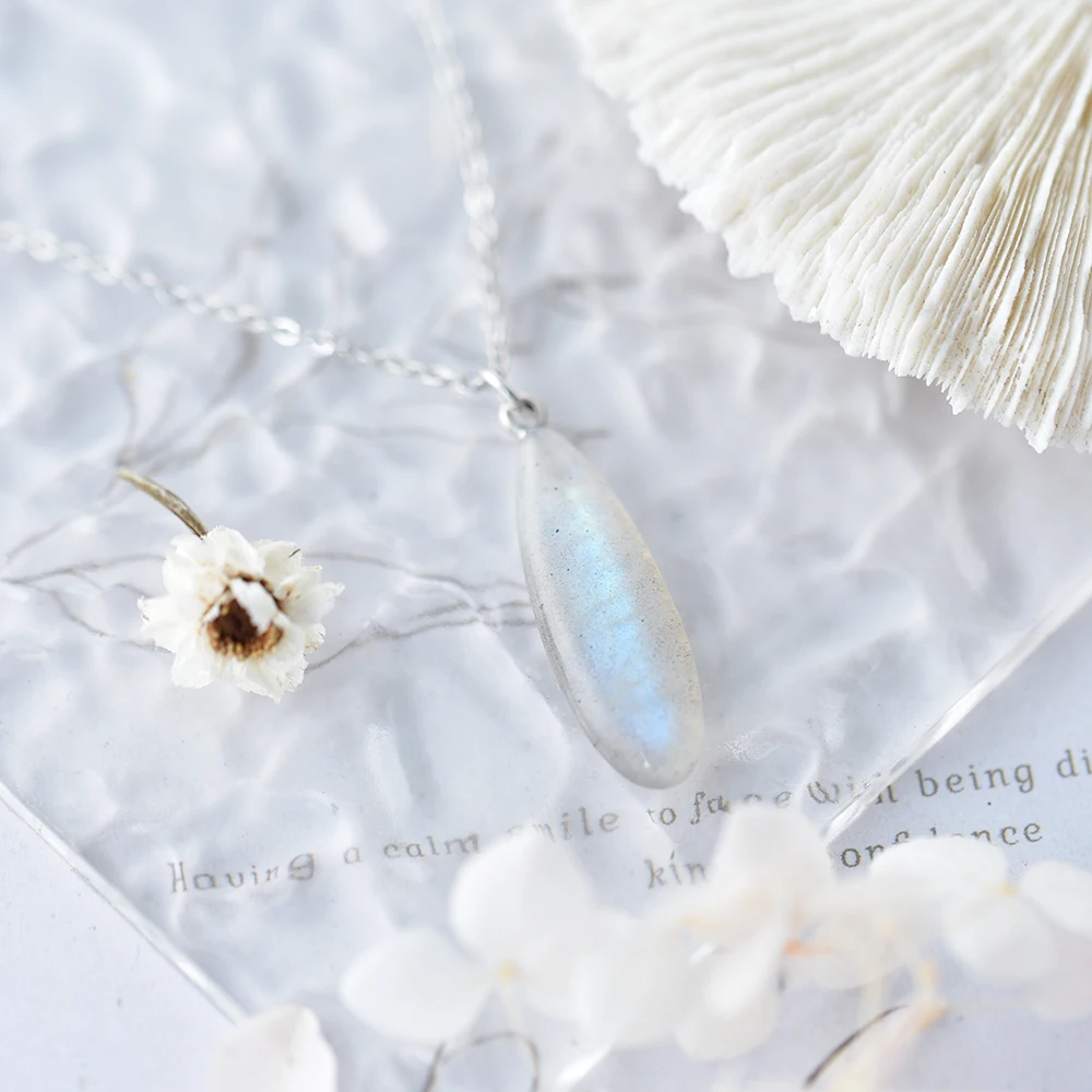 pendentif pierre naturelle Labradorite Blanche