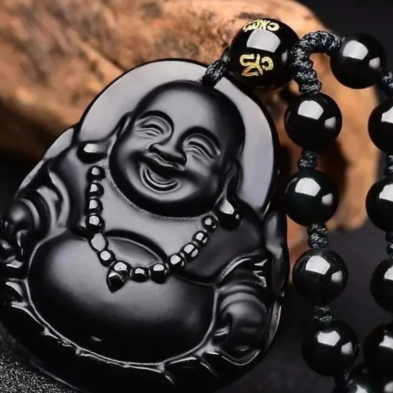 pendentif spirituel Bouddha en obsidienne