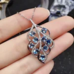 pendentif topaze feuille en argent