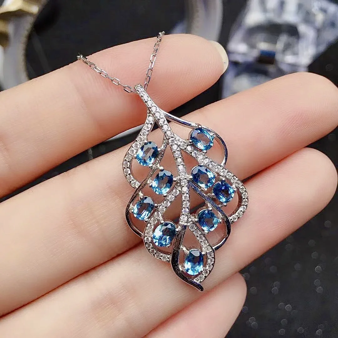 pendentif topaze feuille en argent