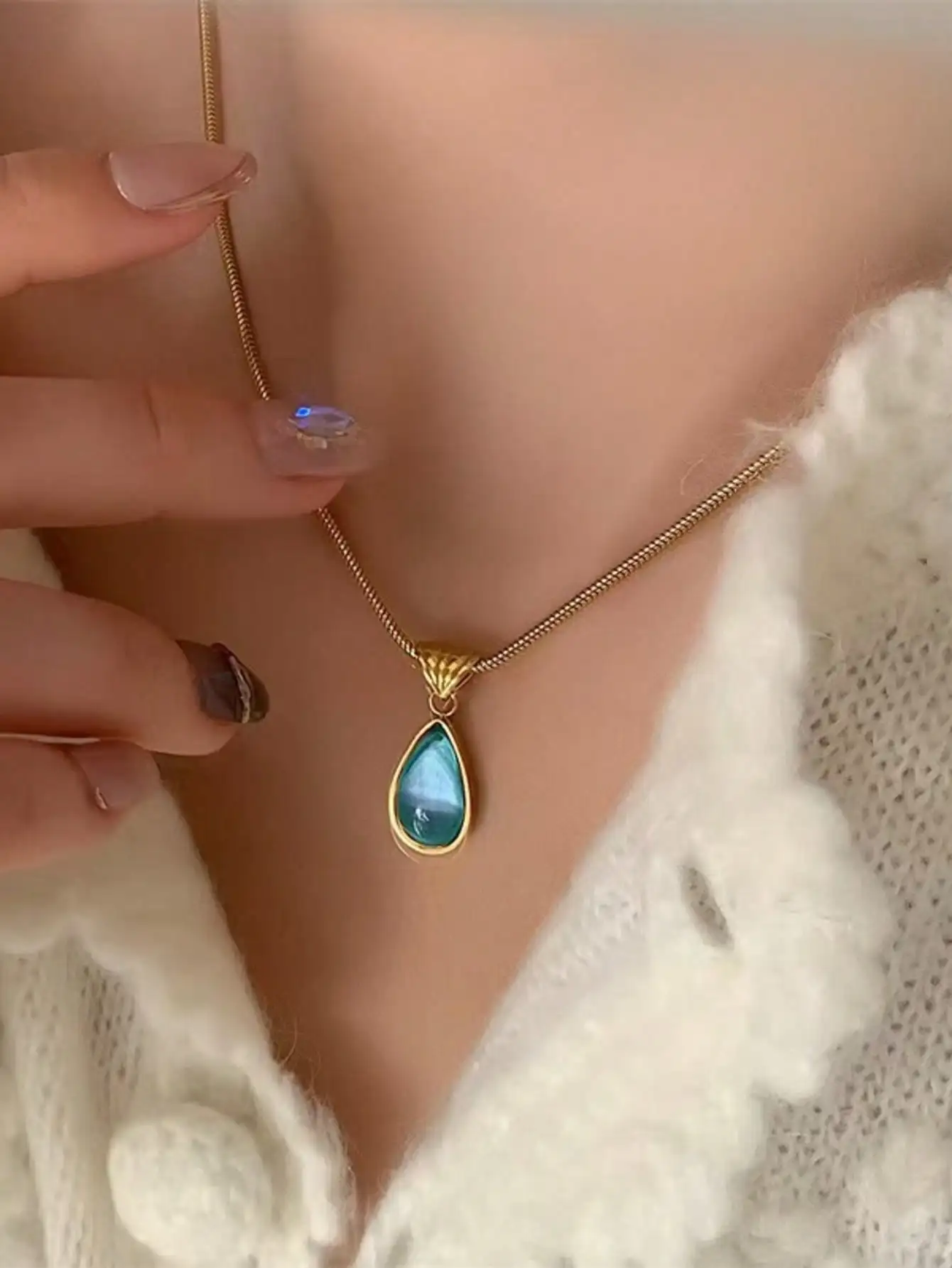 pendentif en aigue-marine avec or